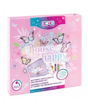 Cuaderno De Dibujo Lápices Marcadores Stickers Butterfly