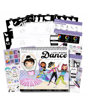 Cuaderno Portafolio Diseñar Baile Stickers Fashion Angels Rosa