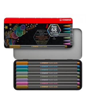Stabilo Tiralineas Pen 68 Metallic Estuche Metal 8 Unidades