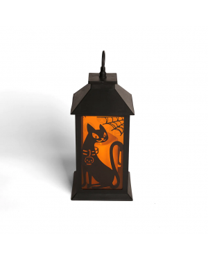 Lampara Con Gato Y Calavaza Luz Led Simula Vela Halloween