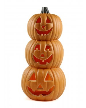 Adorno Triple Calabaza Con Luz Led 46x23cm Halloween Deco