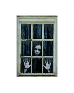 Ventana Falsa Con Mujer 120x80cm Adorno Decoracion Halloween