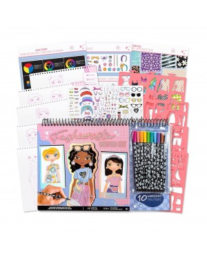 Libreta Cuaderno Portafolio Fashion Angels Con Marcadores