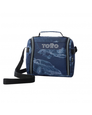 Lonchera Bolso Colación Escolar Azul Diseño Autos Totto Azul Liso