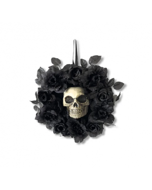 Adorno Puerta Calavera Y Rosas Negras Deco Halloween F&m