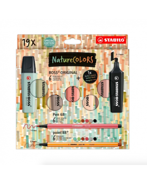 Set 19 Colores Destacador Tiralineas Stabilo Nature Colors