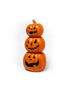 Adorno Triple Calabaza Con Luz Led 50x24cm Halloween Deco