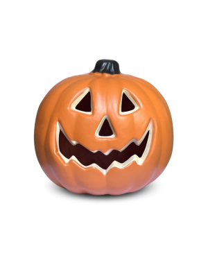 Adorno Calabaza Giratoria Con Luz Led 15x14cm